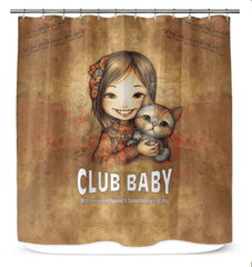 CB6-35 shower curtain displayed in a modern bathroom setting, showcasing its unique design and quality.