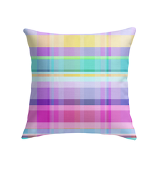 Interior scene featuring the Retro Rainbow Blast Indoor Pillow, creating a cheerful and inviting atmosphere.