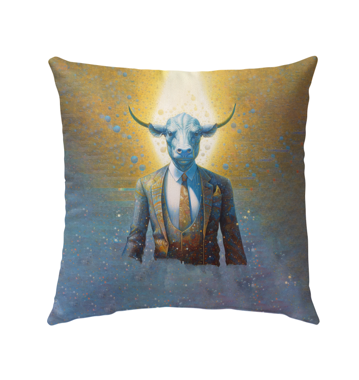 Stylish outdoor pillow with Buffalo Plains design on porch swing