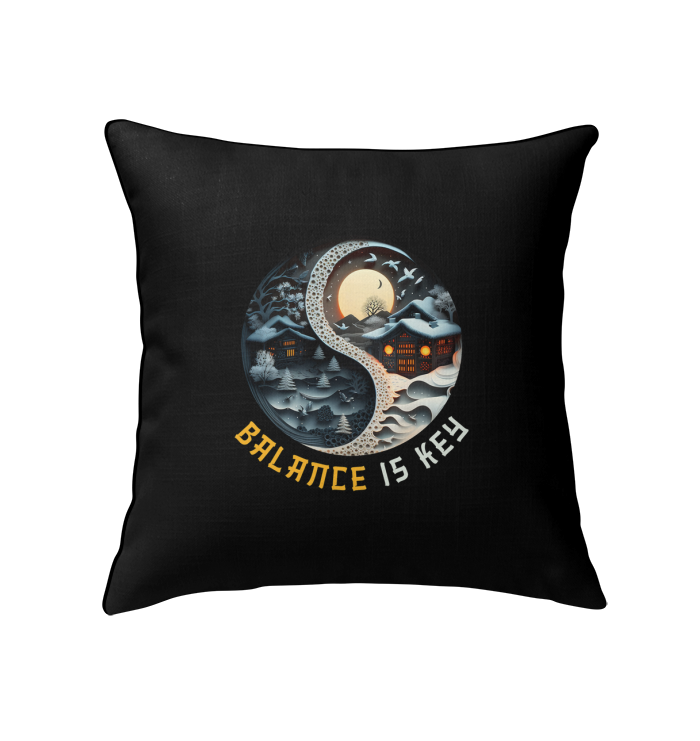 Metropolitan Yin Yang Indoor Pillow on a modern sofa.