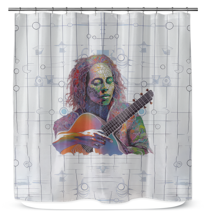 Petal Parade Shower Curtain in a vibrant, cheerful bathroom.