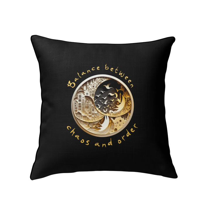 Ying Yang design indoor pillow for harmony and balance.