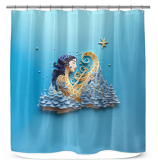 Close-up of Oceanic Adventure Shower Curtain showcasing intricate patterns.