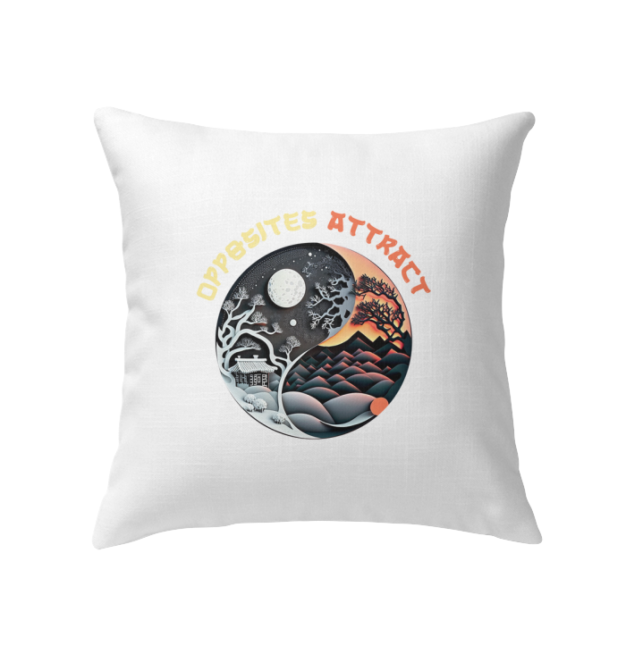 Cozy living room with Arctic and Sahara Yin Yang Pillow.