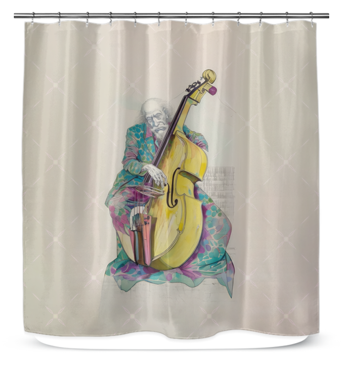 Rainbow Rose Shower Curtain in a vibrant bathroom setting.