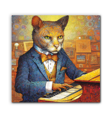 Cat's Dreamy Moonlight Wrapped Canvas