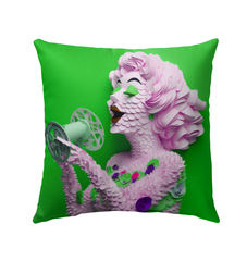 Elegant Majestic Crane Outdoor Pillow on garden bench