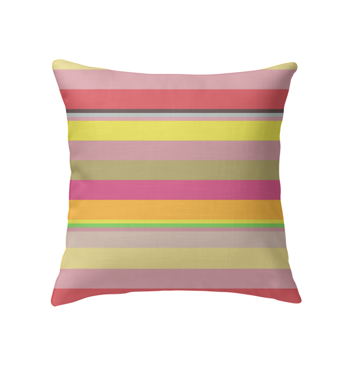 Detailed view of the colorful stripes on Carnival Confetti Pillow.