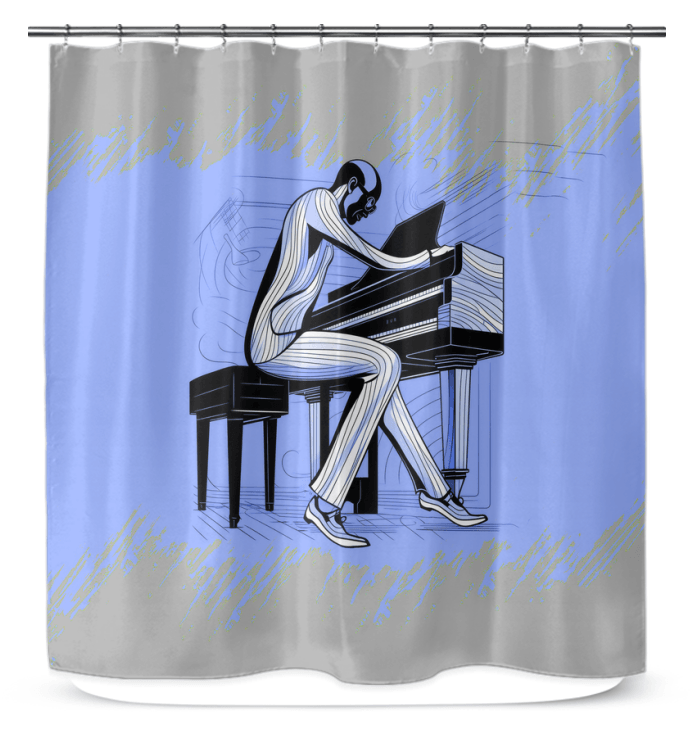Elegant Rhythms Bathroom Curtain - Beyond T-shirts