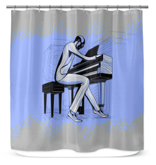 Elegant Rhythms Bathroom Curtain - Beyond T-shirts
