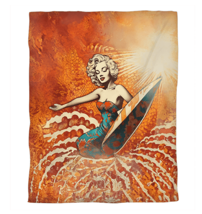 Chic Surfing 5 05 Duvet Cover with vibrant surfboard and wave patterns for a lively bedroom decor.