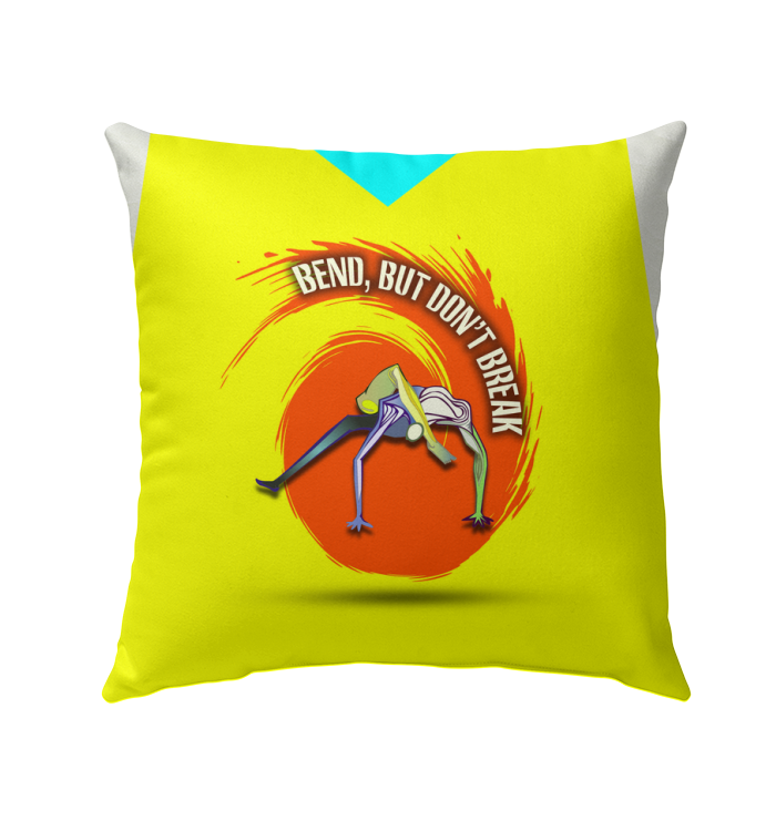 Balanced Mind Outdoor Pillow beside a tranquil garden path, perfect for meditation.

