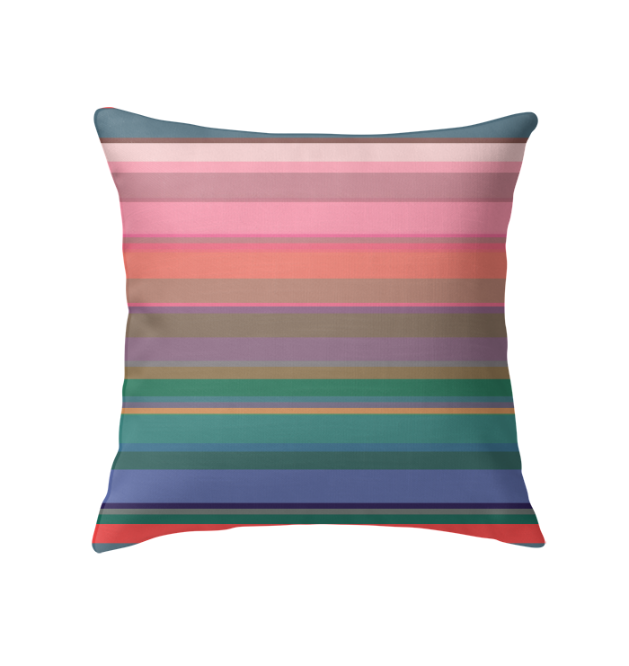 Tropical Paradise Stripe Indoor Pillow in a sunlit, beach-themed room.