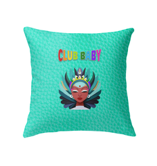 Snow Queen’s Ice Palace Indoor Pillow displayed on a living room chair or sofa.