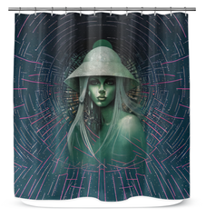 Close-up of Urban Oasis Beyond Style Shower Curtain pattern.