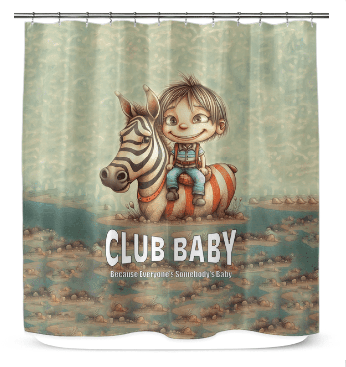 CB6-18 shower curtain displayed in bathroom setting, showcasing its elegant design and waterproof quality.