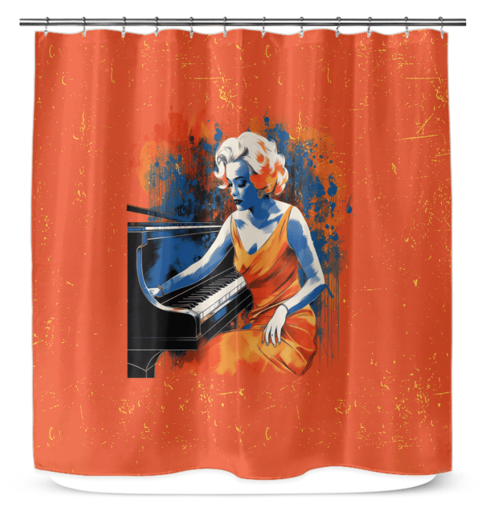 Elegant Rhythms Bathroom Curtain - Beyond T-shirts