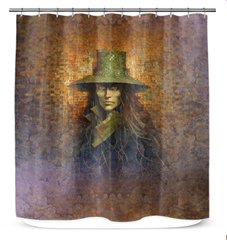 Elegant Opulent Oasis Shower Curtain hanging in a luxurious bathroom.