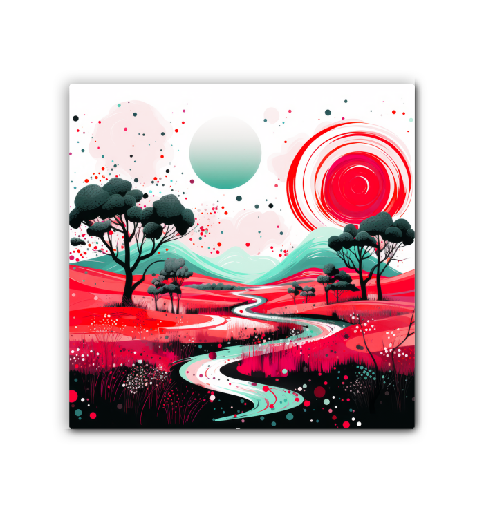 Vibrant Valley Colorful Landscape Canvas