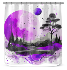 Mystical Mountain Peaks Landscape Curtain