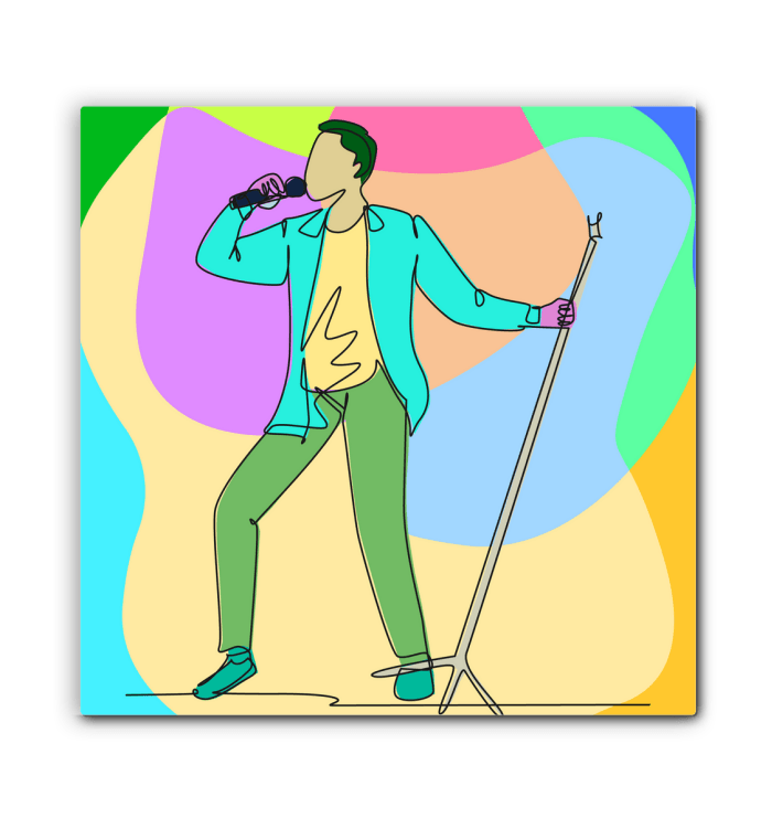 A singer With A Microphone Stand1 Wrapped Canvas - Beyond T-shirts