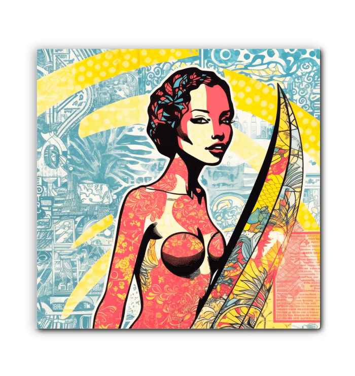 Tranquil ocean scene on Surfing 5 26T Wrapped Art
