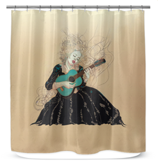 Elegant Lily Lullaby Shower Curtain in a beautifully decorated bathroom setting.