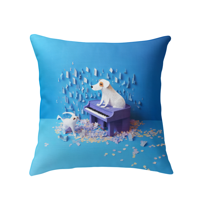 Artistic garden-themed Kirigami design indoor pillow.