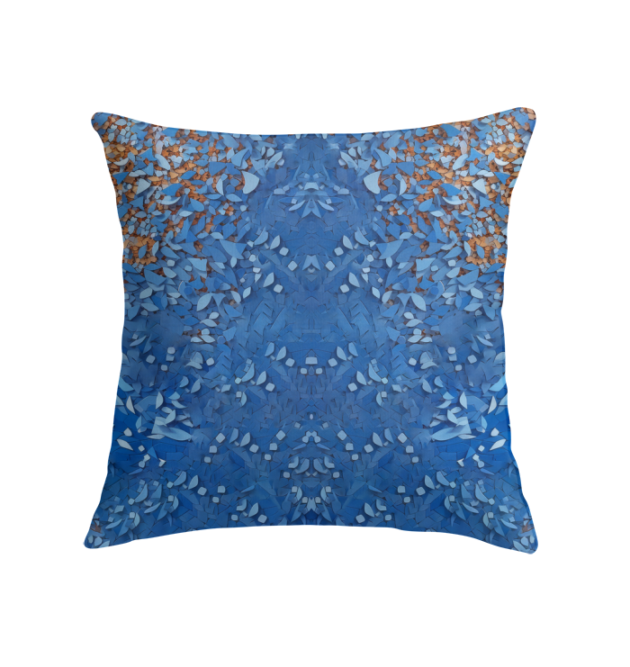 Whispering Leaves pillow on a cozy couch, enhancing the home's interior with its nature-inspired pattern.