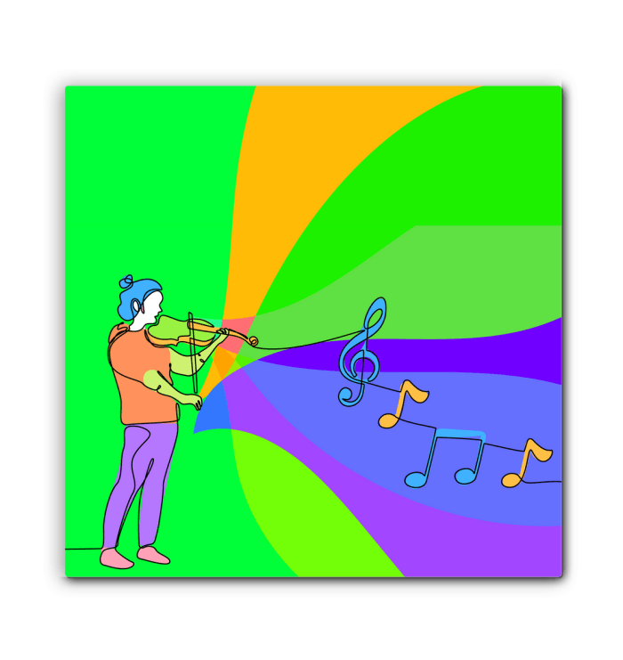 Lady Playing Violin Line Art Wrapped Canvas - Beyond T-shirts