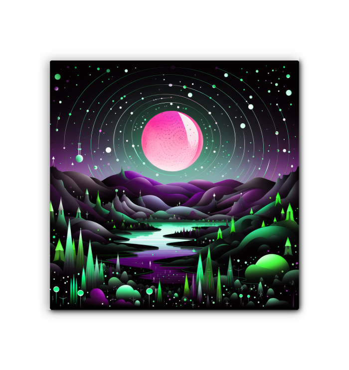 Celestial Cliffs Starry Landscape Canvas