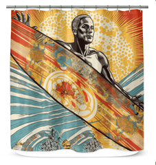 Surfer's Serenity Shower Curtain Find Peace By The Sea - Beyond T-shirts