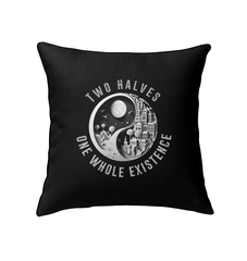 Cozy indoor pillow featuring Ying Yang balance design.