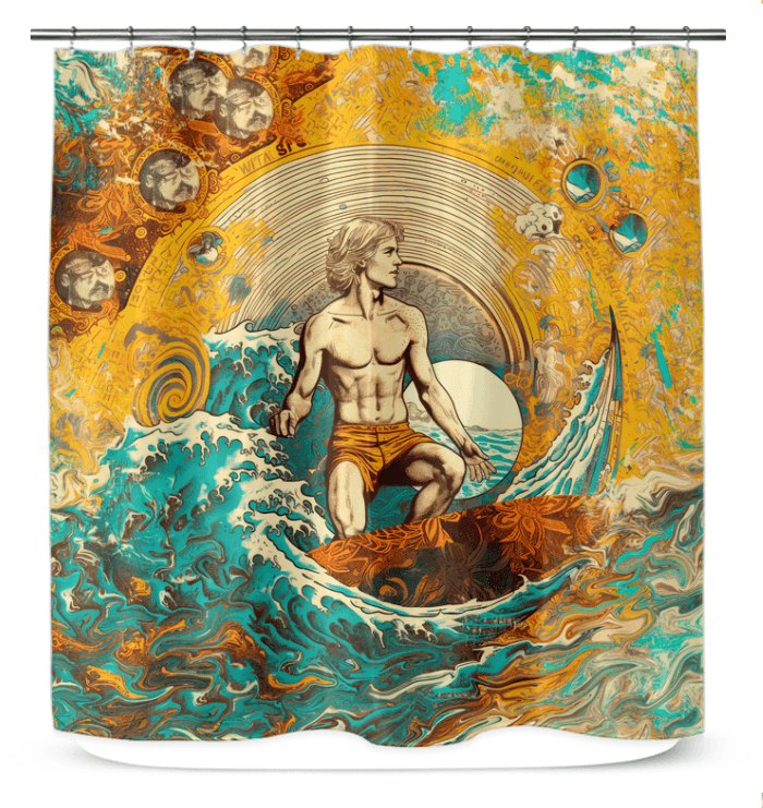 Surfing Splash Shower Curtain - Beyond T-shirts