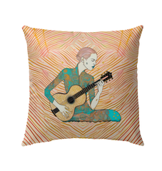 Colorful wildflower design on whimsical outdoor pillow.