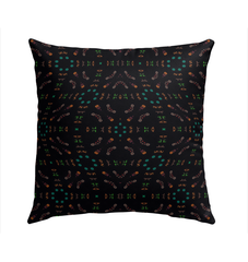 Outdoor pillow with Melodic Serenity design on a cozy balcony.