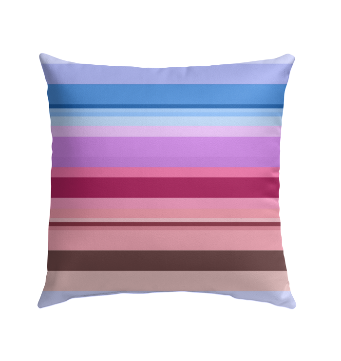 Bright, festive stripes on the Fiesta Fiesta Colorful Outdoor Pillow.