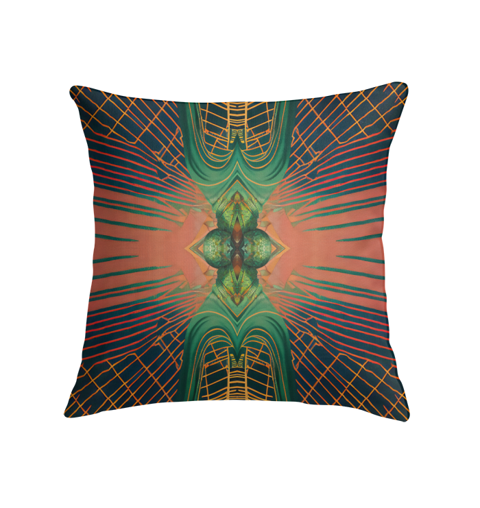 Tranquil Floral Serenity Indoor Pillow in a stylish living room setting.