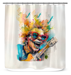 Accordion's Animated Aqua Shower Curtain