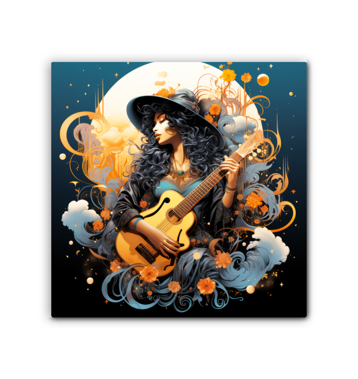 Musical Mosaic Guitar Strings Collage Canvas