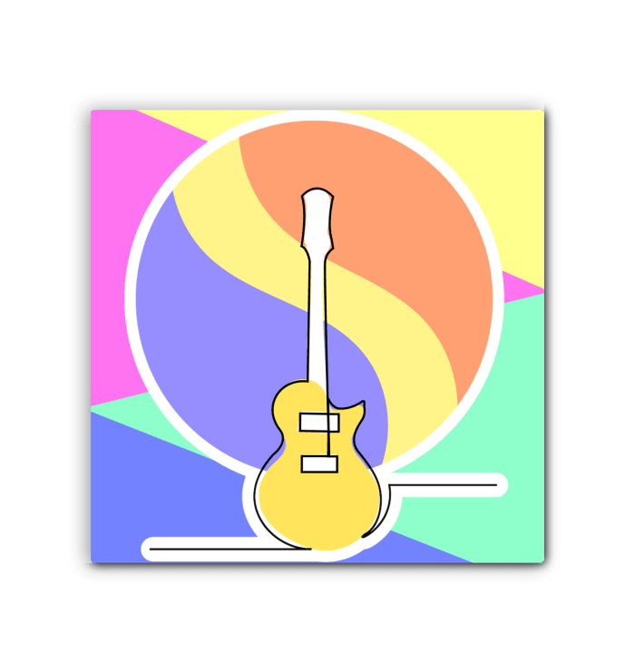 Guitar Line Art 1 Wrapped Canvas - Beyond T-shirts