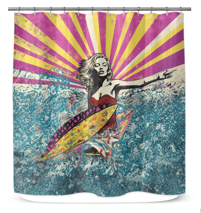 Surfing Adventure Shower Curtain - Beyond T-shirts