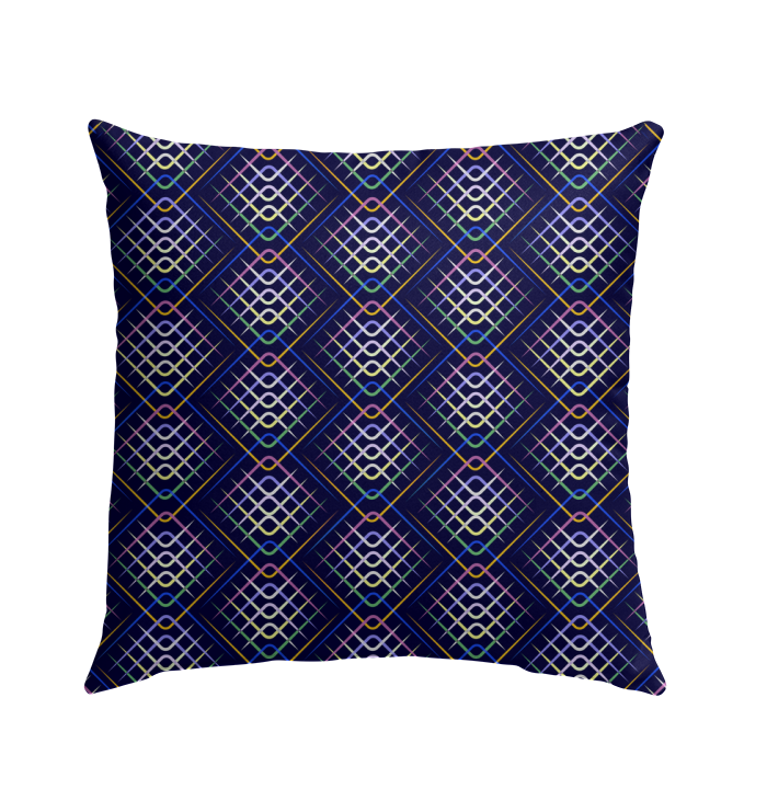 Outdoor setting with Polka Dot Delight Pillow adding color