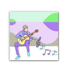 Man Playing Guitar Line Art 2 Wrapped Canvas - Beyond T-shirts