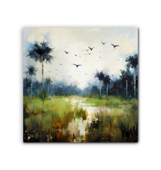 Misty Forest Landscape Wrapped Canvas