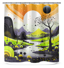 Enchanting Evening Estuary River Landscape Curtain