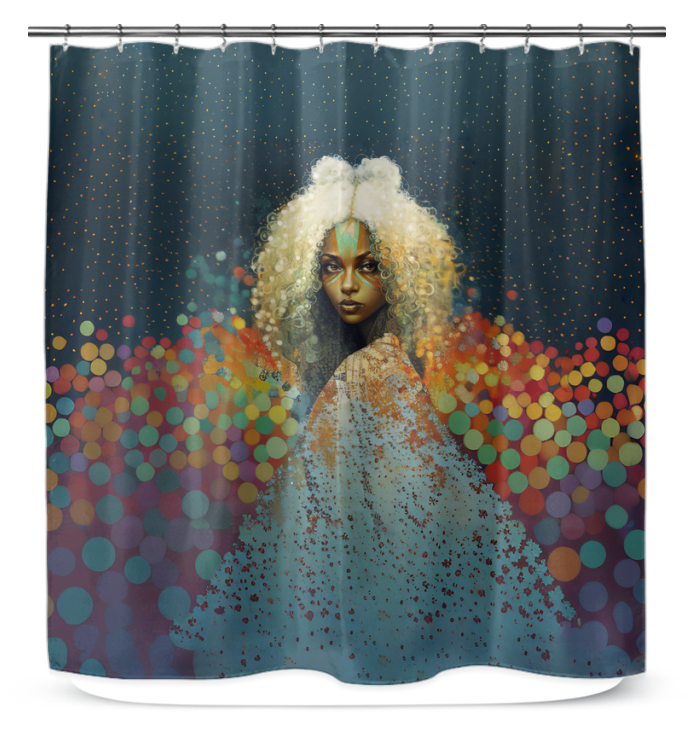 Enhance bathroom décor with Cosmic Connection Shower Curtain