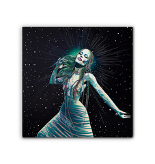Close-up view of Meadow Melodies wrapped canvas artwork.