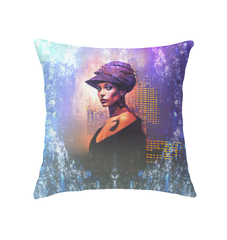 Celestial Wonder Indoor Pillow adding elegance to a modern bedroom.