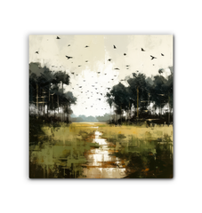 Moonlit Meadows Landscape Wrapped Canvas